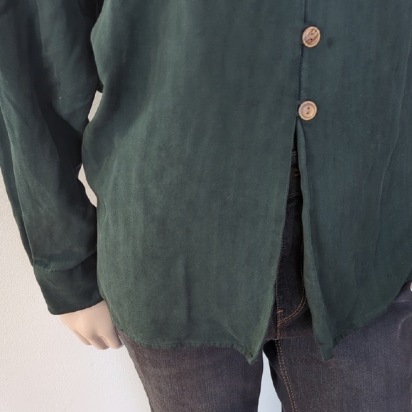 Green Blouse with Relaxed Fit and Shawl Collar 90s - Picture 4 of 16